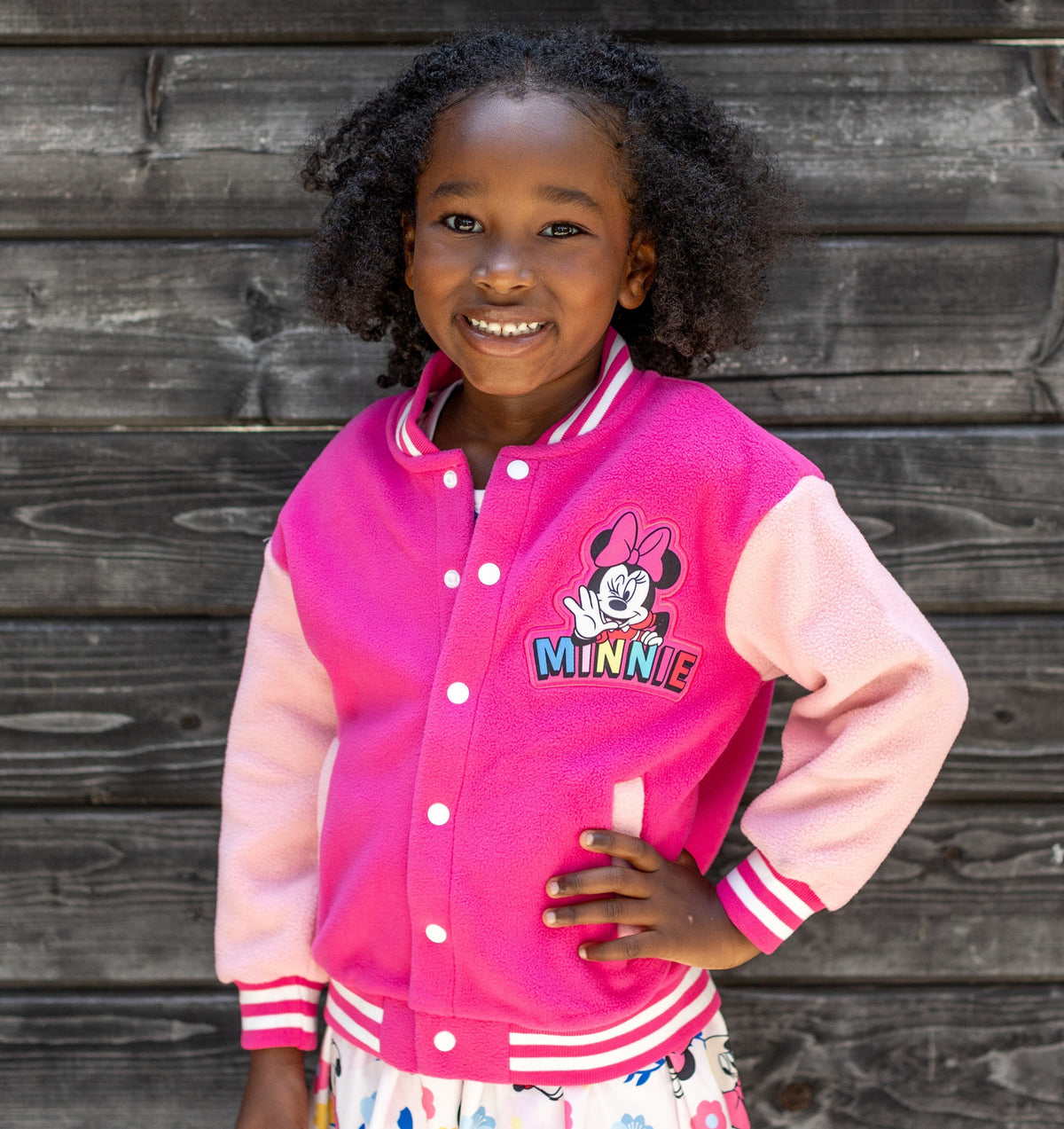 Disney Girls Bomber Jacket Minnie Mouse Colorblock Varsity Lightweight Sweatshirts Gift Fall Spring Sizes 3-10