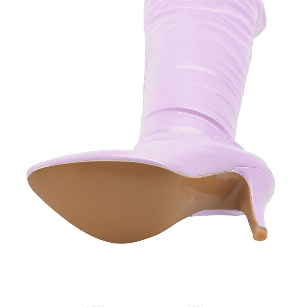 hopeusnice Women's Over The Knee Boots Pointed Toe High Heel Stilettos Boots Thigh High Boots Elegant Party Dress Boots Chunky Heel Fall Winter Shoes Blue 35