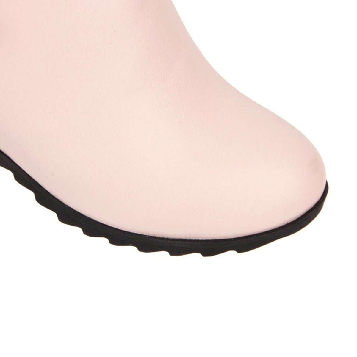 Women's Ankle Boots Wedge Heel Zipper Closure Bowknot Decor Faux Leather Booties Short Boots Comfortable Wedge Heel Shoes Pink 40
