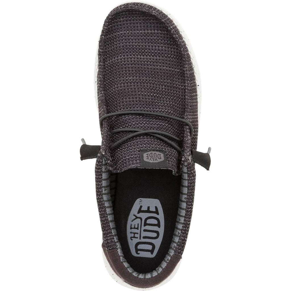 HEYDUDE Men Wally Stretch Sox Wide, Black/White, 12