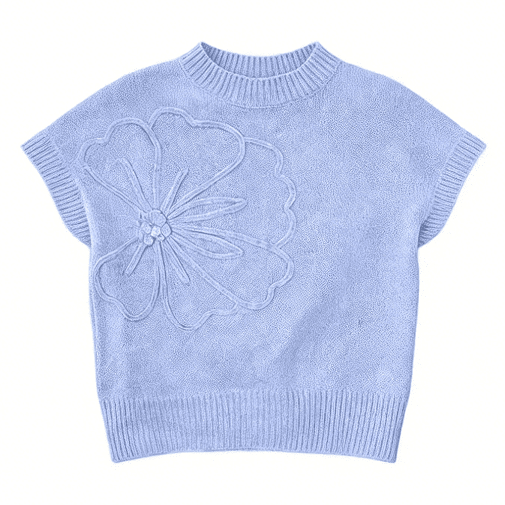 PRETTYGARDEN Women's Spring Sweater Vest Trendy Flower Knit Short Sleeve Cute Pullover Tank Tops Summer Fashion Clothing