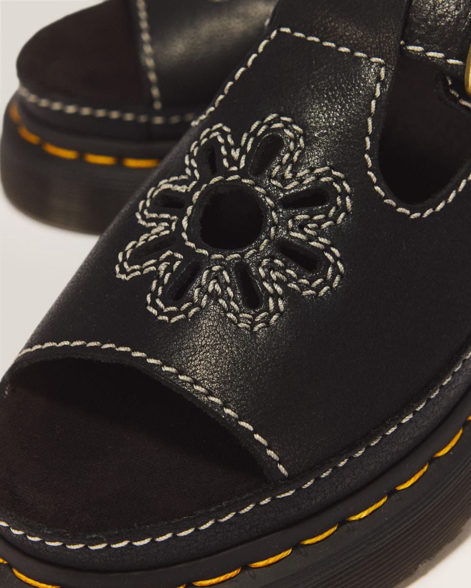 Dr Martens Women's Dunnet Flower Sandal Black AR Rogue Leather - 40526001