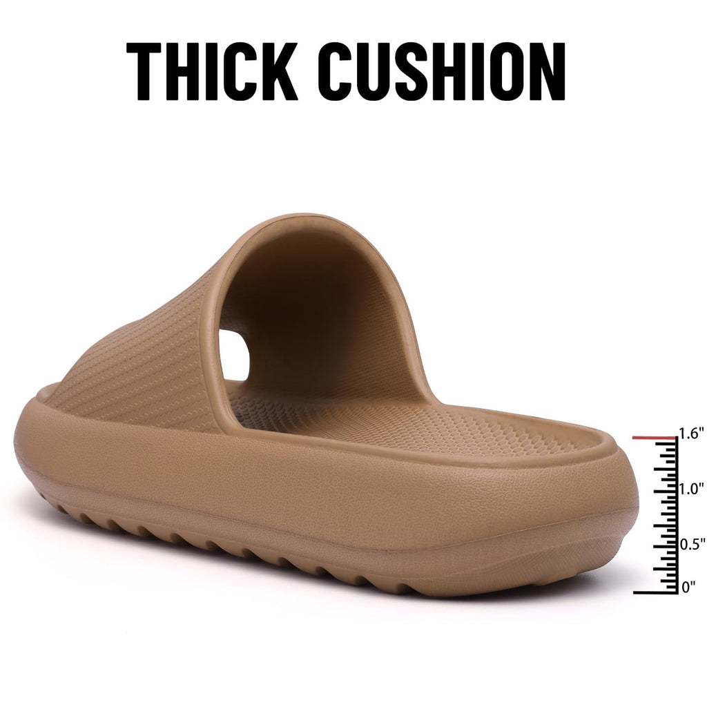 Litfun Cloud Slide Sandals for Women Men Summer Shower Shoes Soft Pillow Slippers Arch Support Beach Slides, Black