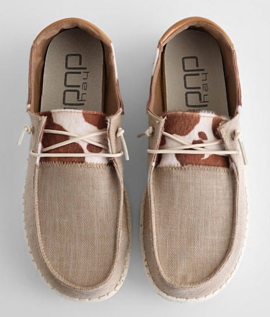Hey Dude Wendy Cow Pieced Shoes