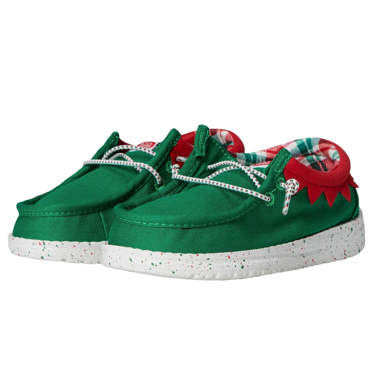 Hey Dude Wally Holiday Elf Green / Red 42147-3XX Toddler Size 6