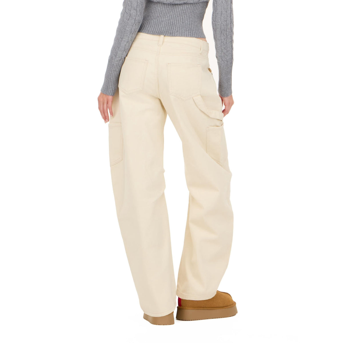 Forever 21 Women's Blue Barrel-Leg Cargo Jeans, Wide Barrel Silhouette for Everyday Casual Wear, Size 12