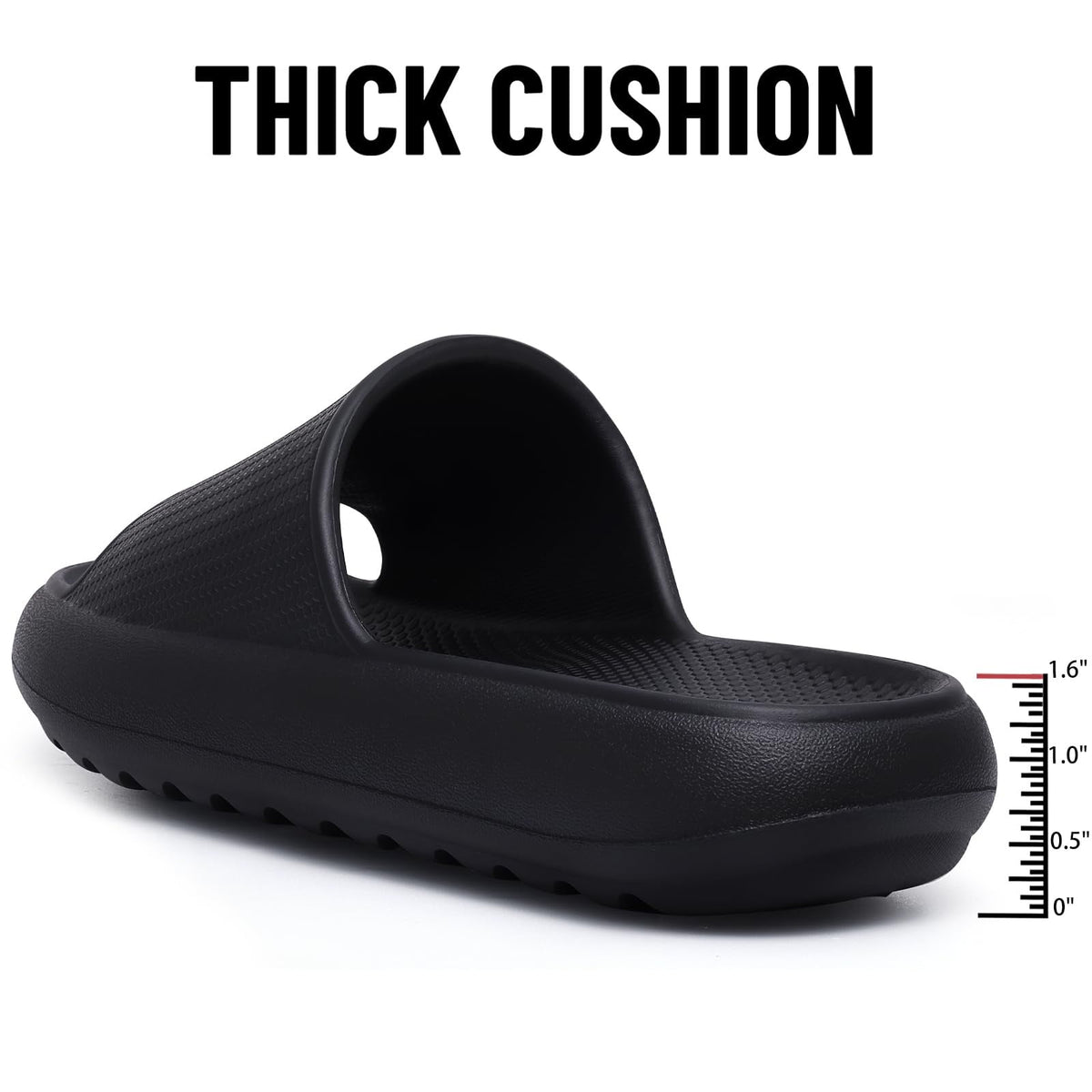 Litfun Cloud Slide Sandals for Women Men Summer Shower Shoes Soft Pillow Slippers Arch Support Beach Slides, Black
