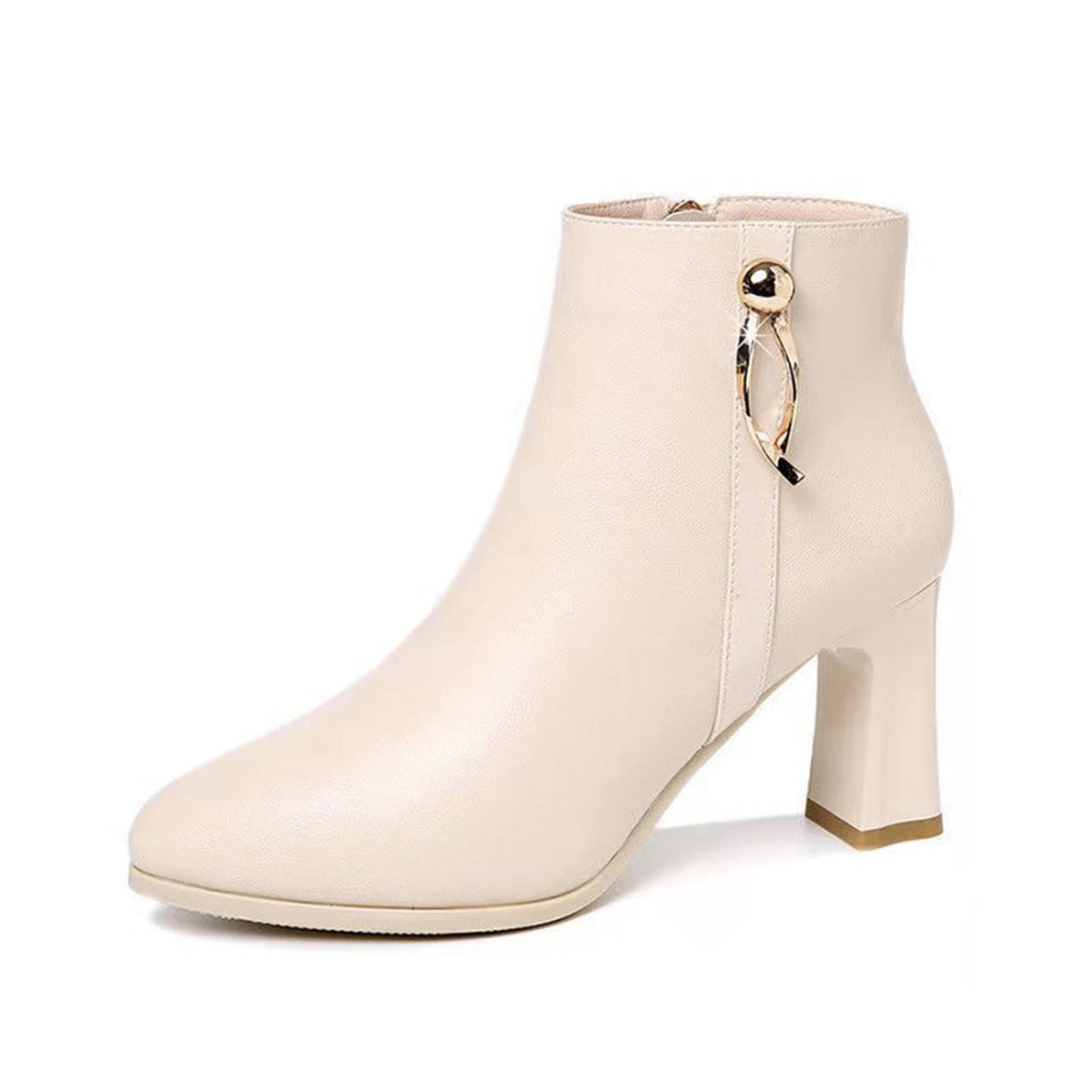 hopeusnice Women's Ankle Boots Pointed Toe Zipper Block Heel Booties Comfortable Leather Shoes Fall Winter Dressy Shoes Black 38