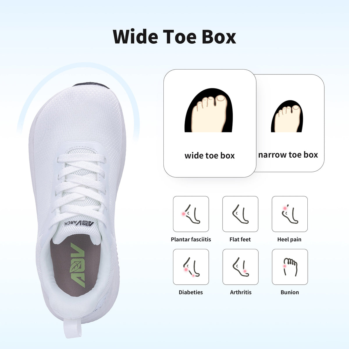 FefiYo Plantar Fasciitis Walking Sneakers, Wide Toe Box with Arch and Orthotic Support Grey US 10