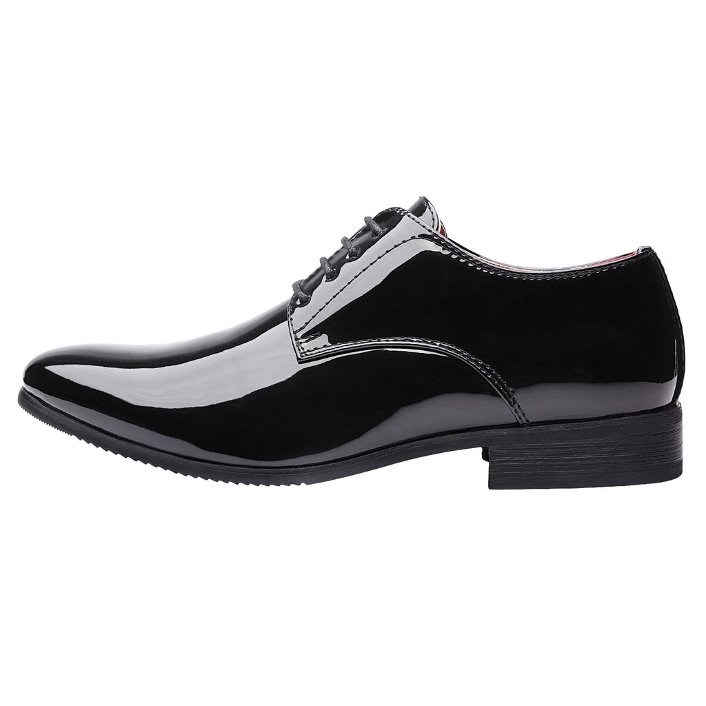 Bruno Marc Men's Faux Patent Leather Dress Shoes Classic Lace-up Formal Oxford BLACK CEREMONY-06 size 12