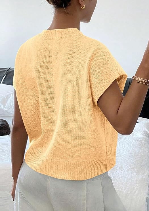 PRETTYGARDEN Women's Spring Sweater Vest Trendy Flower Knit Short Sleeve Cute Pullover Tank Tops Summer Fashion Clothing