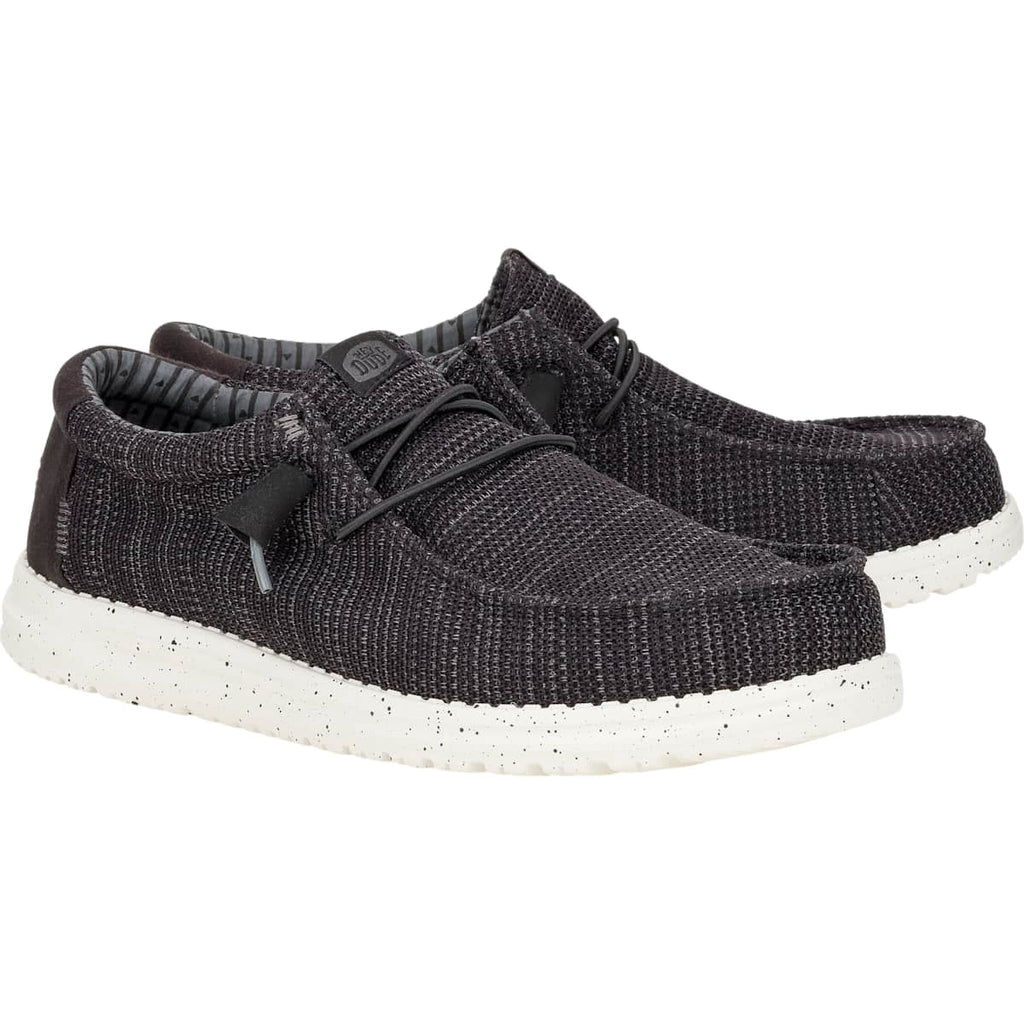 HEYDUDE Men Wally Stretch Sox Wide, Black/White, 12