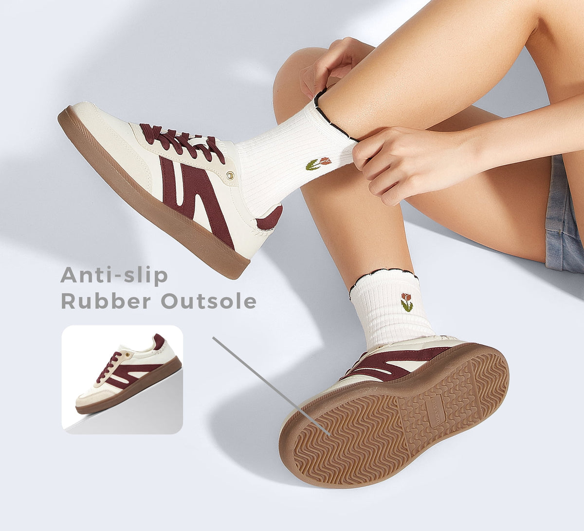 LUCKY STEP Womens Classic Retro Gum Sole Fashion Sneakers Anti Slip Casual Shoes,Dark Brown