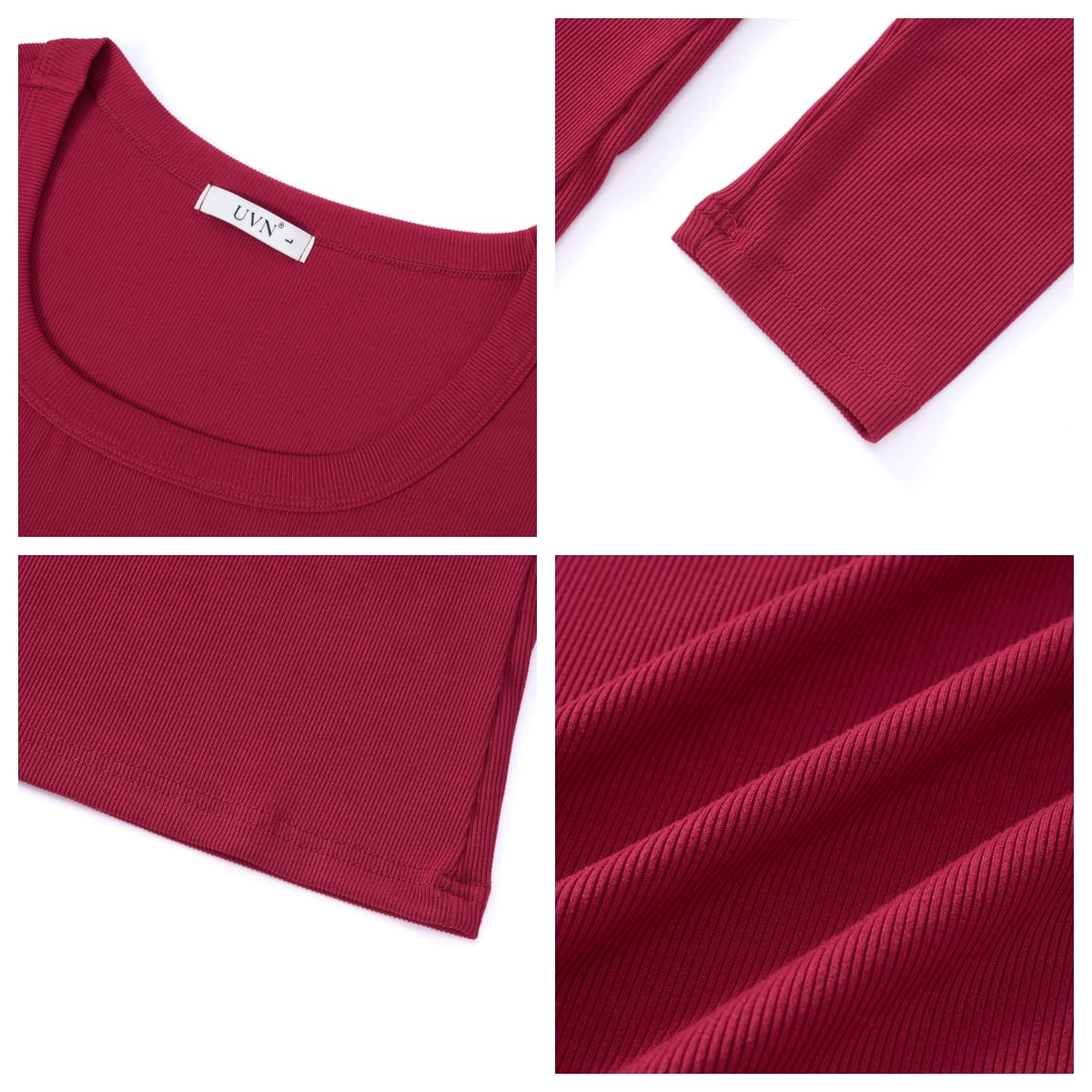 SPROUTOP Slim Fit Blouse for Women Long Sleeve Square Neck Shirts Ribbed Fall Ladies Casual Basic Tops