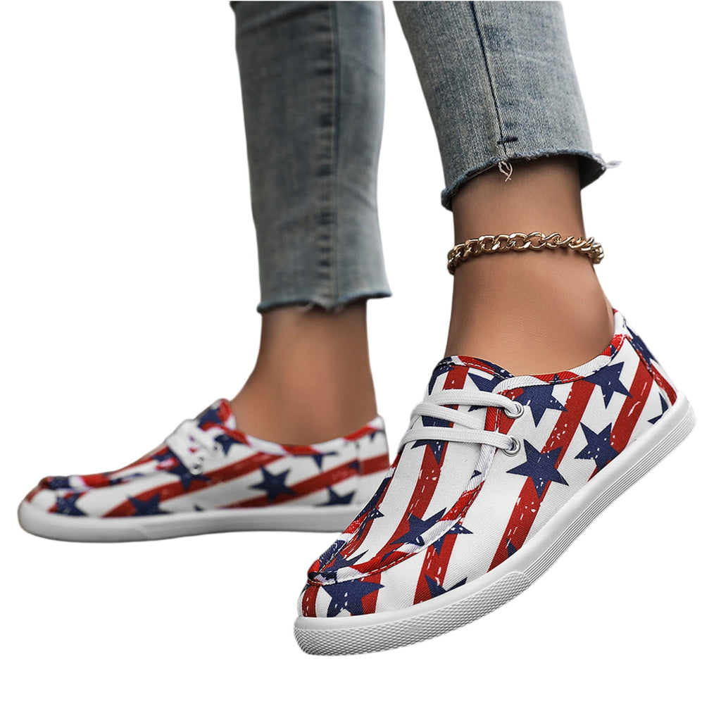 Women's Wally Patriotic Slip On Shoe | Lightweight Canvas Loafers with No Tie Laces