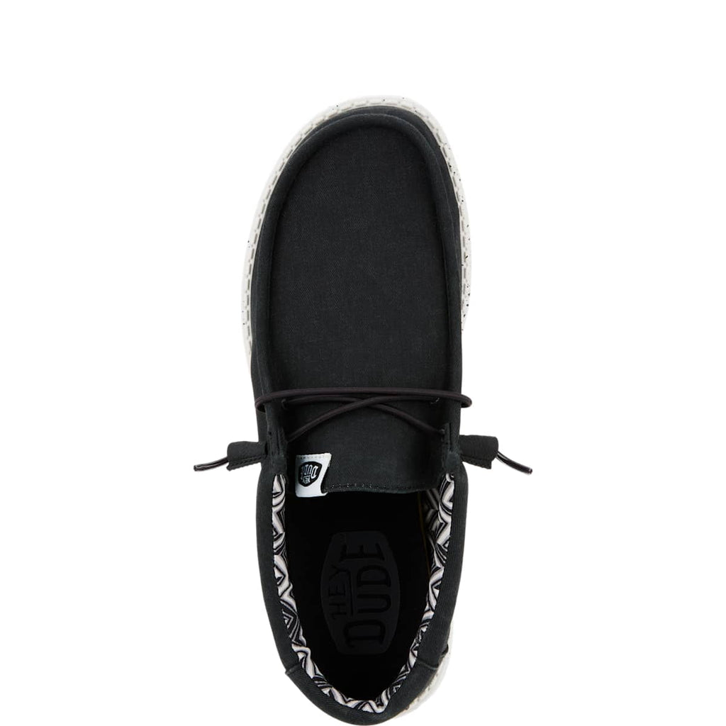 HEYDUDE Men Wally Stretch Canvas, Black/White, 9