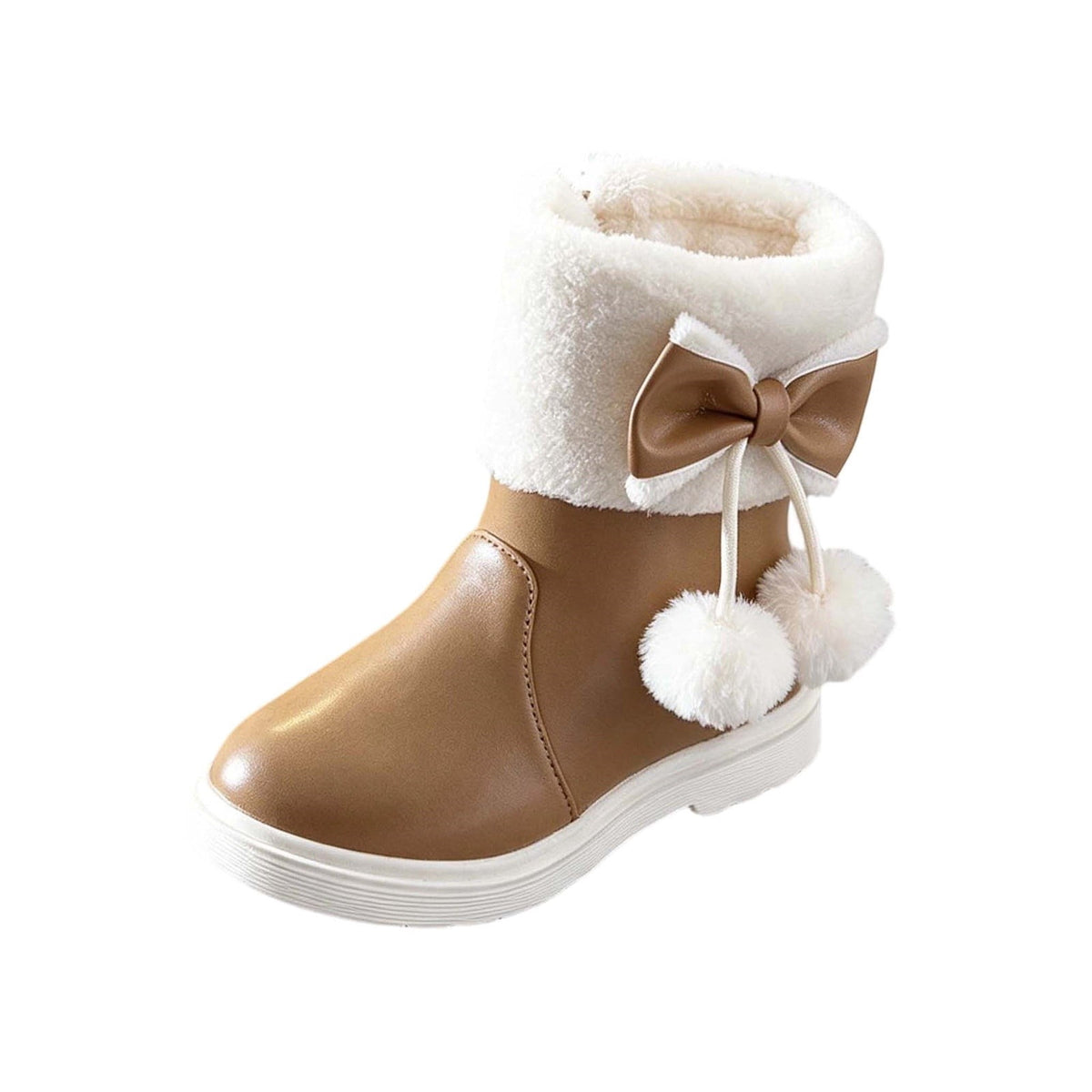 BXJX Girls Ankle Boots, Fleece Lined Warm Side Zipper Soft Sole Winter Shoots Khaki Size 11 Little Kids