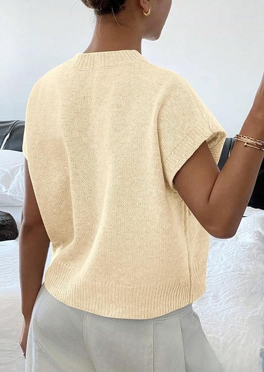 PRETTYGARDEN Women's Spring Sweater Vest Trendy Flower Knit Short Sleeve Cute Pullover Tank Tops Summer Fashion Clothing