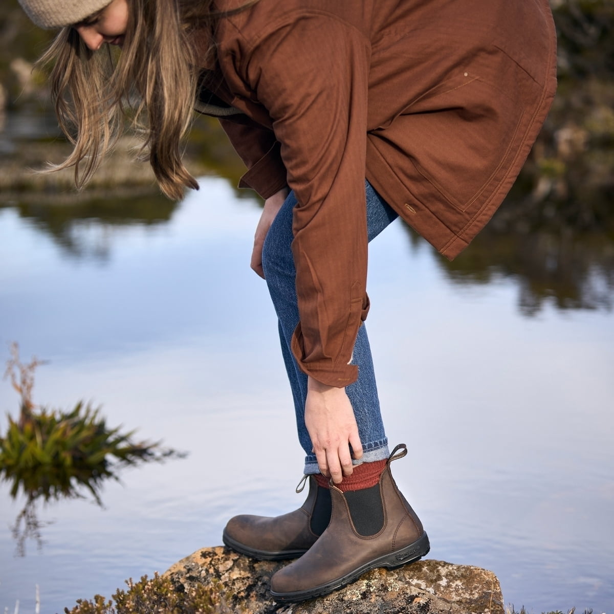 Blundstone Elastic Sided Boot Lined Unisex Shoes Size 6.5, Color: Brown