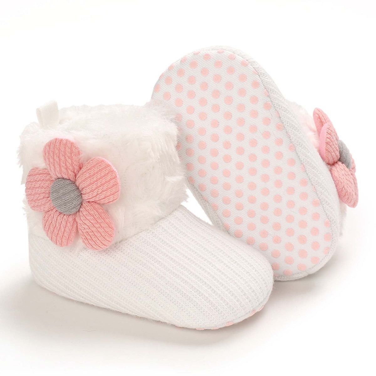 Baby Cotton Booties Newborn Warm Cozy Winter Boots Sock Shoes Infant Crib Bootie with Non Skid Bottom 0-18Month