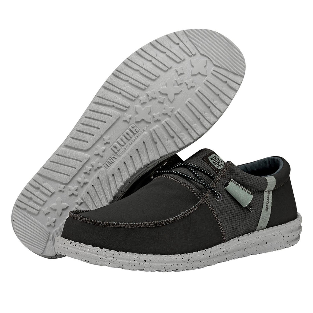 Hey Dude Wally Tri Nylon Trailhead Charcoal Size 10 Mens Shoes Men's Slip-on Loafers Comfortable & Light-Weight