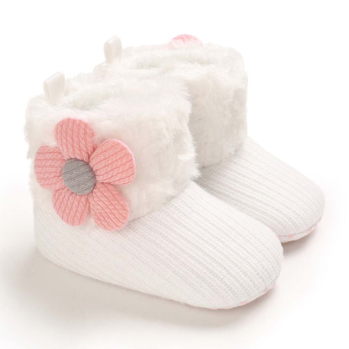 Baby Cotton Booties Newborn Warm Cozy Winter Boots Sock Shoes Infant Crib Bootie with Non Skid Bottom 0-18Month