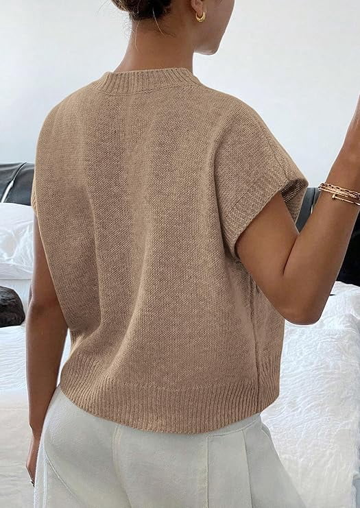 PRETTYGARDEN Women's Spring Sweater Vest Trendy Flower Knit Short Sleeve Cute Pullover Tank Tops Summer Fashion Clothing