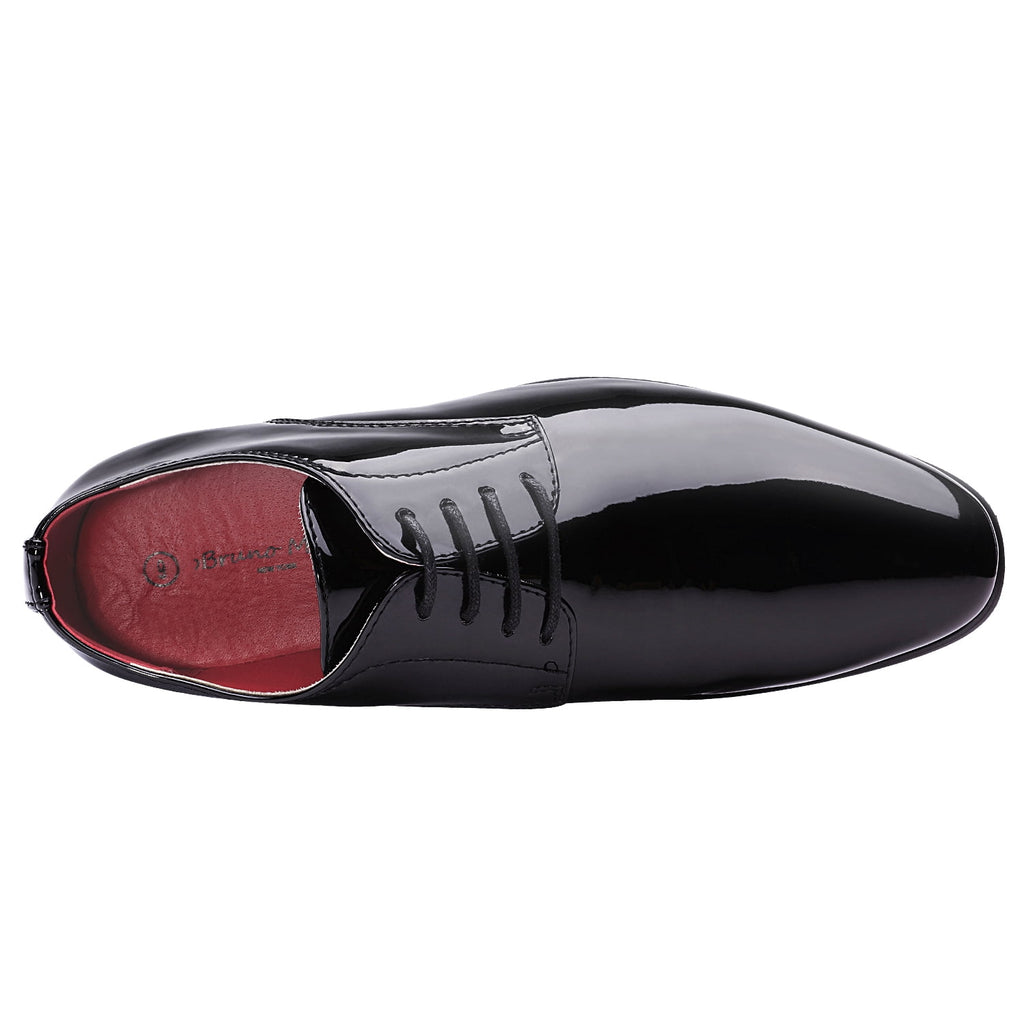 Bruno Marc Men's Faux Patent Leather Dress Shoes Classic Lace-up Formal Oxford BLACK CEREMONY-06 size 12
