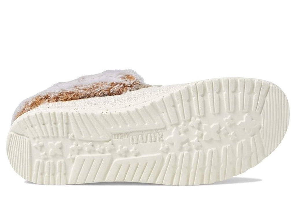 Hey Dude Britt Women's US 5 Beige Canvas Faux Fur Comfort Casual Shoes JOBB1995