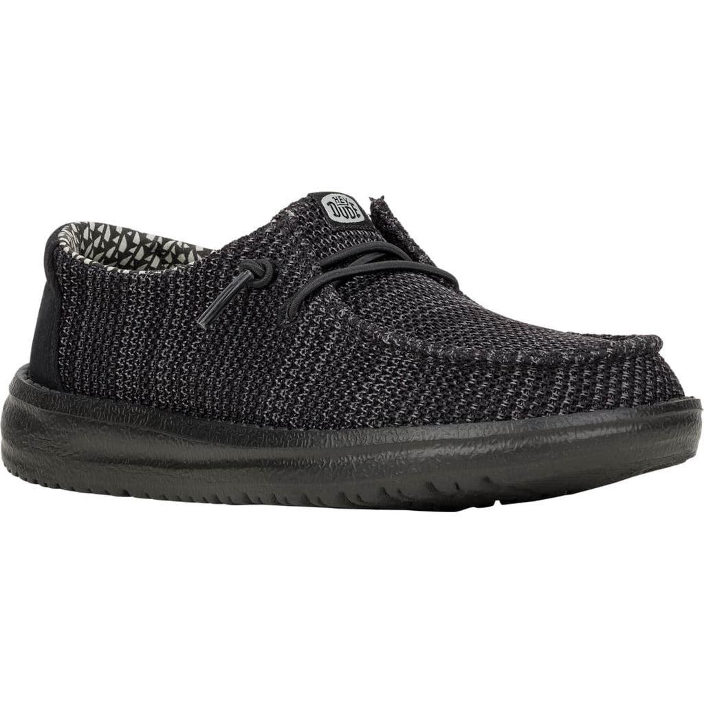 HEYDUDE Girls Wendy Youth Stretch Mesh, Black/Black, J1
