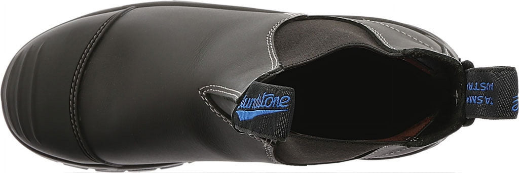 Blundstone Steel Toe Slip-On Elastic Side Boots, Kick Guard, Black, US size 9.5