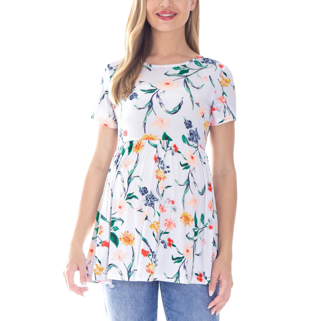Bearsland Women's Short Sleeve Maternity Shirts Tops Pregnancy Clothes 3-Pack