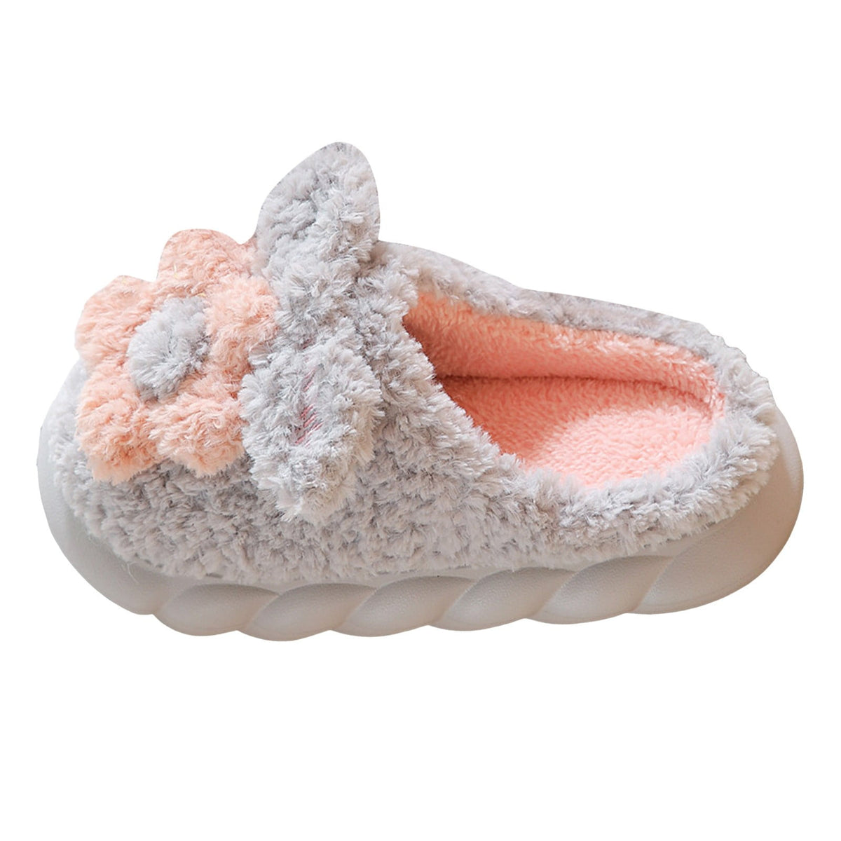 Mepaouo Women's Slippers Warm Plush Flowers Indoor Non Slip Winter House Shoes Slippers(Orange,5.5)