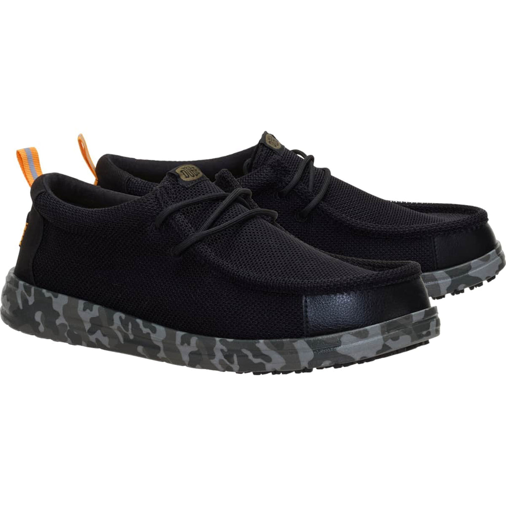 HEYDUDE Men Wally Work CE Slip Resistant, Black Mesh, 13
