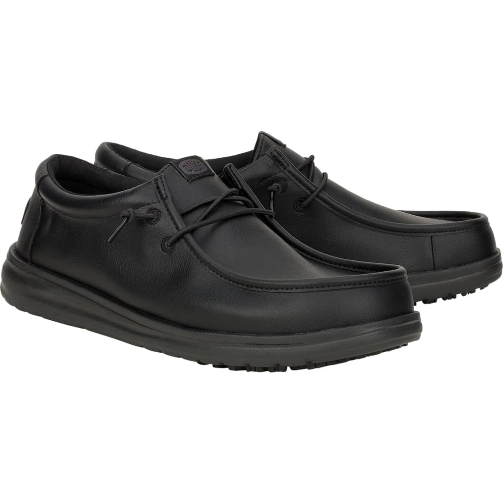 HEYDUDE Men Wally Work CE Slip Resistant Wide, Wide Black Mesh, 10