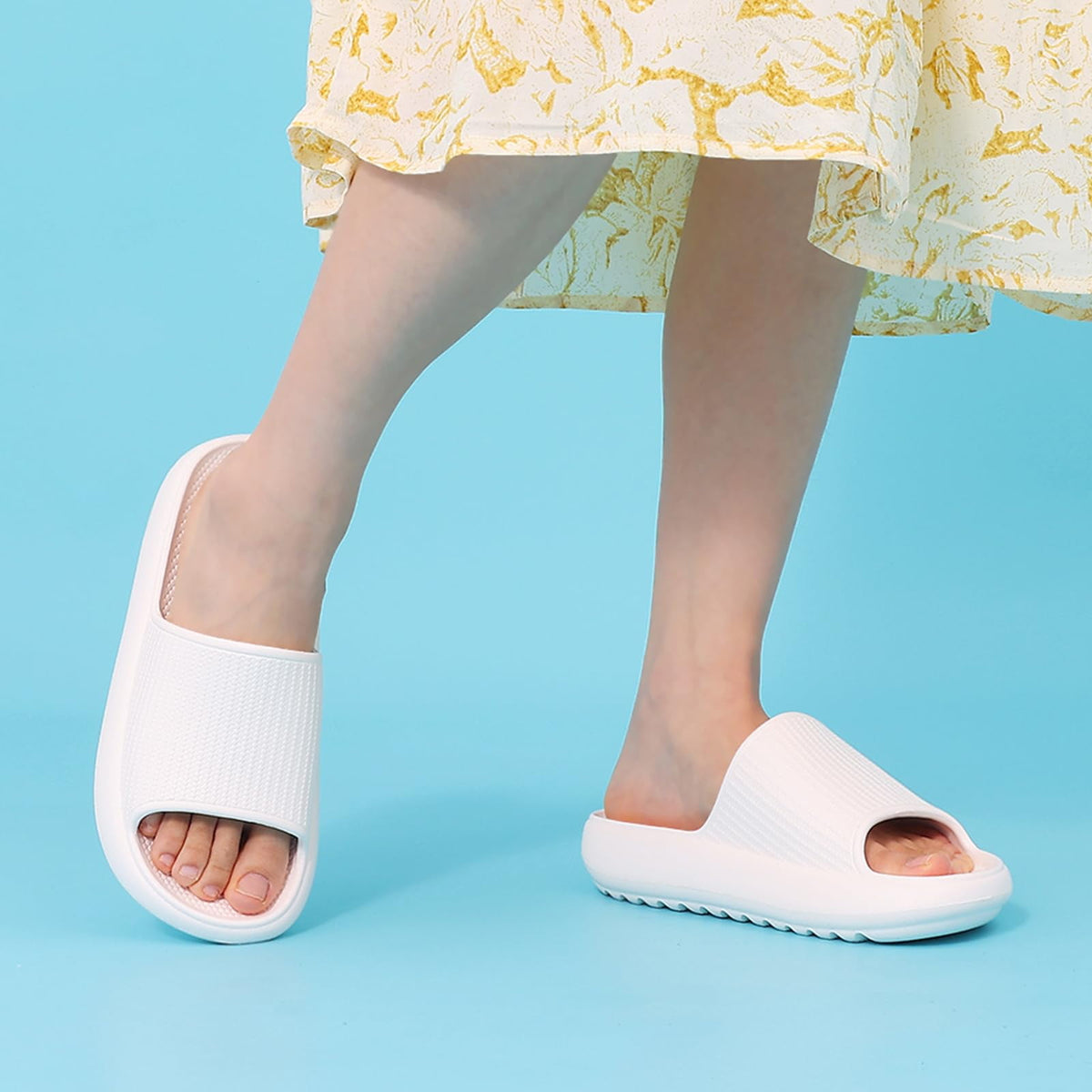 Litfun Cloud Slide Sandals for Women Men Summer Shower Shoes Soft Pillow Slippers Arch Support Beach Slides, Black