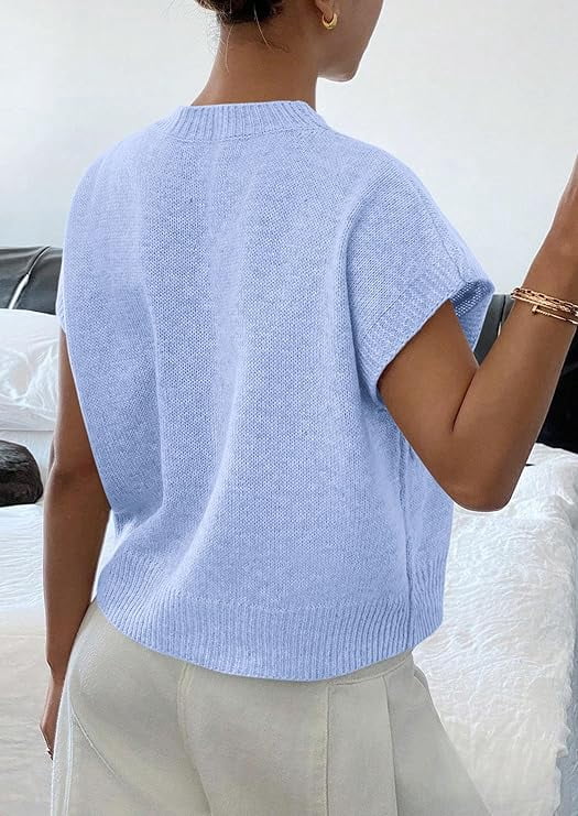 PRETTYGARDEN Women's Spring Sweater Vest Trendy Flower Knit Short Sleeve Cute Pullover Tank Tops Summer Fashion Clothing