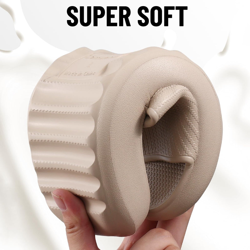 Litfun Cloud Slide Sandals for Women Men Summer Shower Shoes Soft Pillow Slippers Arch Support Beach Slides, Black