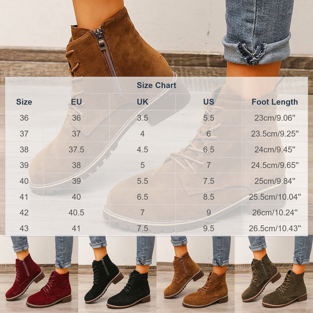 Bnwani Ankle Boots for Women Lace‑Up & Side Zipper Block Low Heel Round Toe Short Booties Black 38(US:6.5)