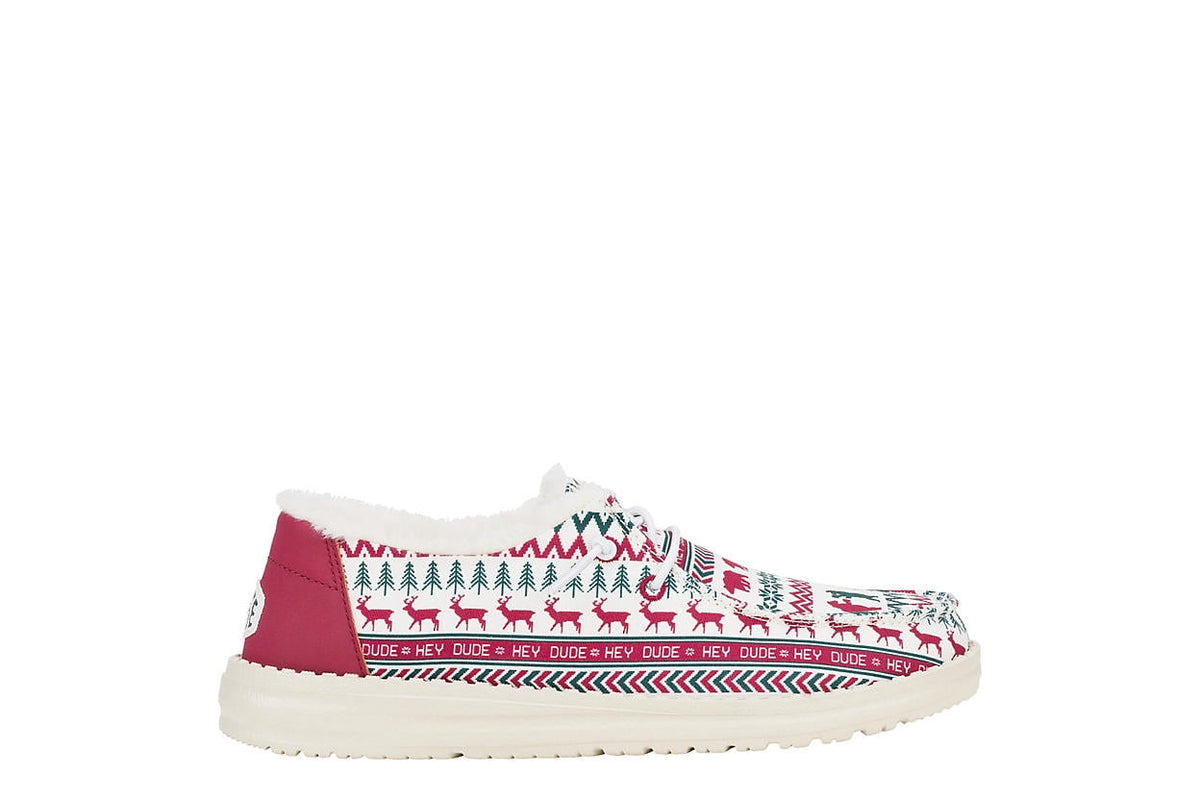 Hey Dude Wendy Holiday Cheers White / Red 43009-119 Women's Size 9