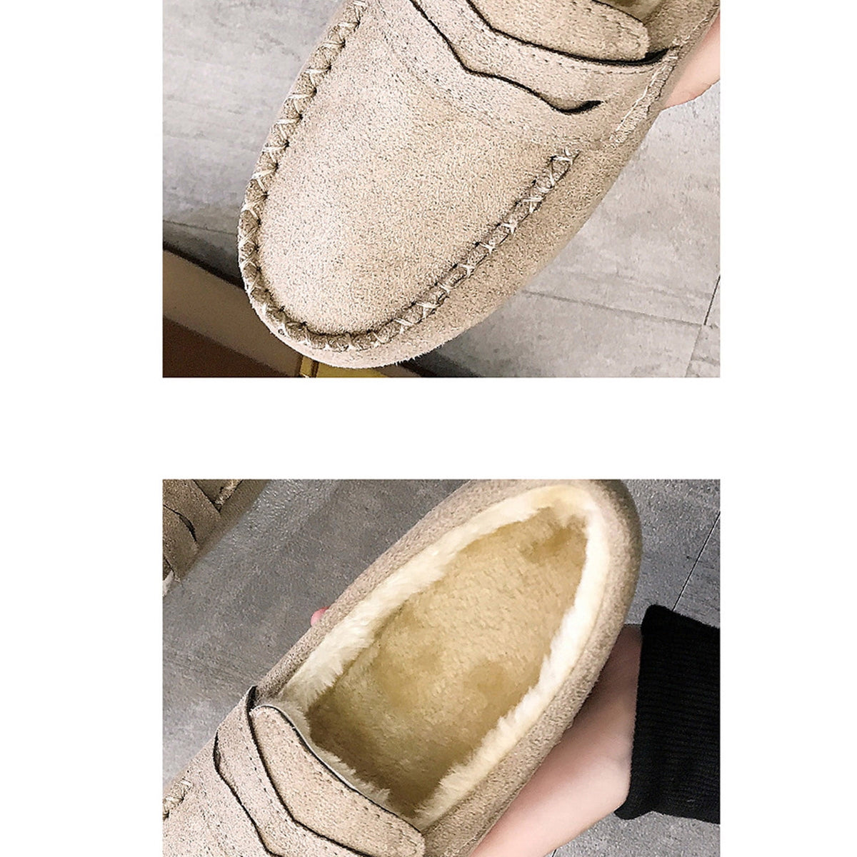 Women's Suede Loafers Winter Warm Plush Fuzzy Fleece Lined Slip On Shoes Flats Comfortable Cozy Indoor Outdoor Footwear Red 38
