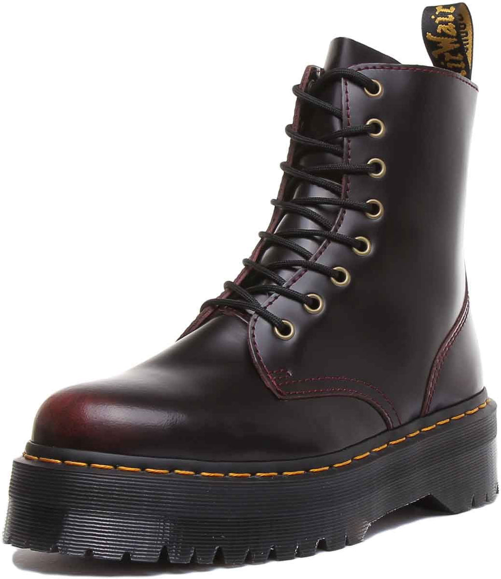 Dr Martens Jadon Women's Cherry 8 Eyelet Chunky Sole Leather Platform Ankle Boot Size 8.5