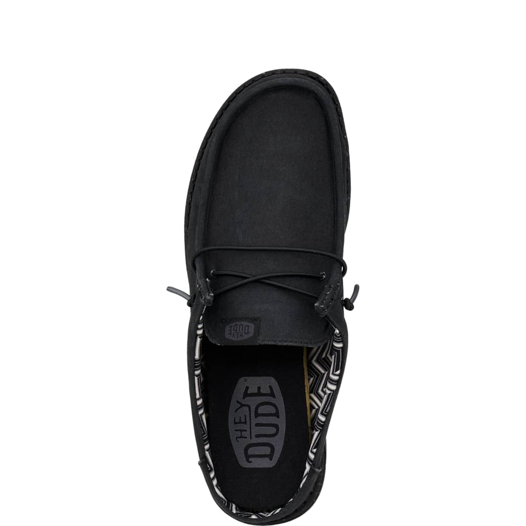 HEYDUDE Wally Slip Stretch Canvas, Black, 11