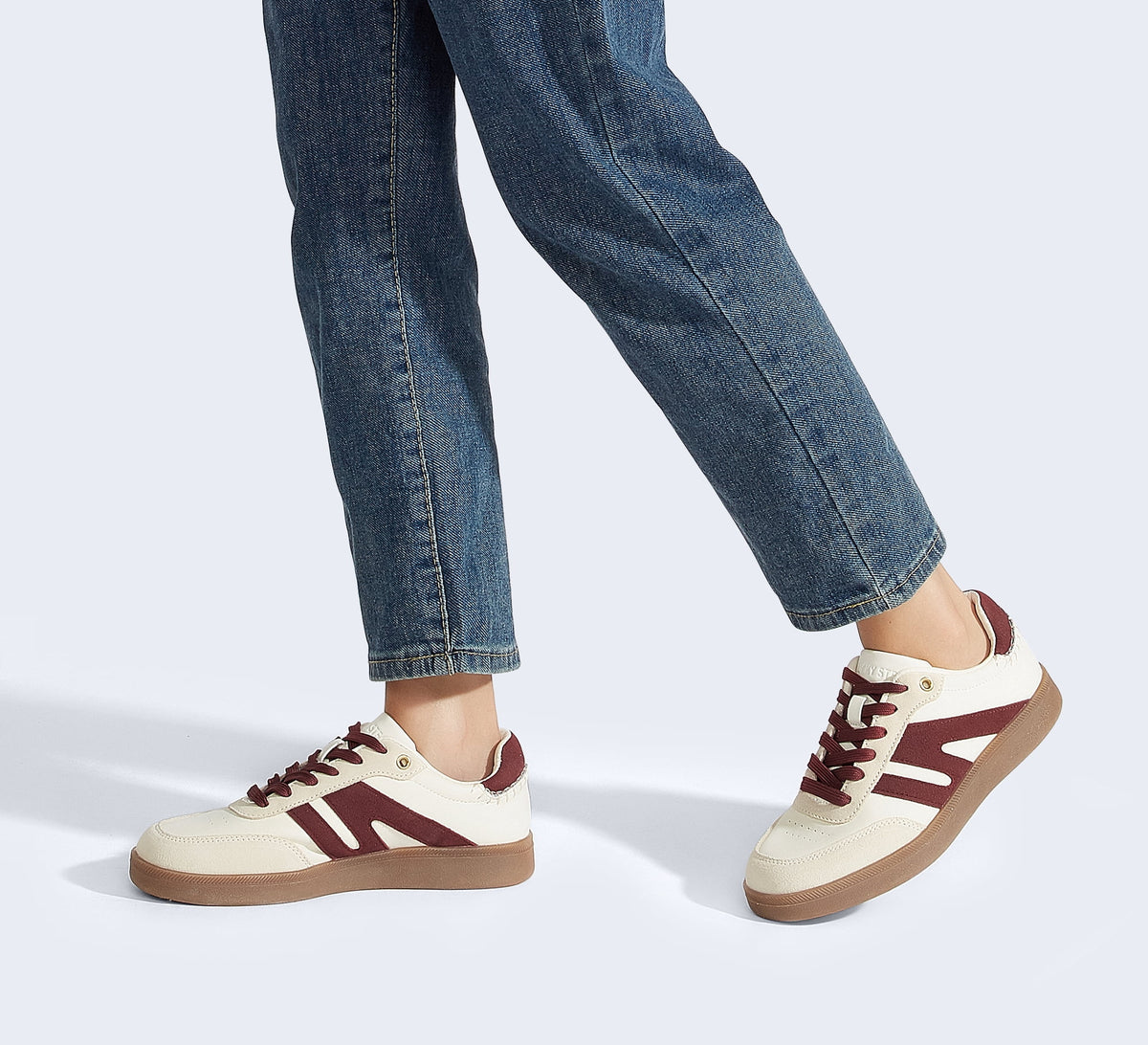 LUCKY STEP Womens Classic Retro Gum Sole Fashion Sneakers Anti Slip Casual Shoes,Dark Brown