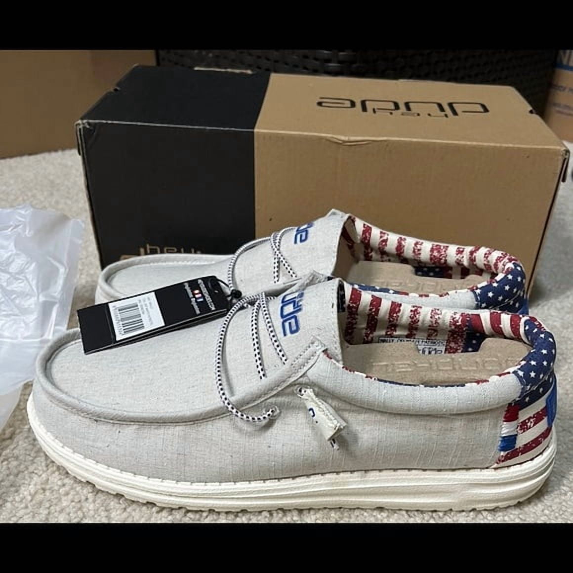 Hey Dude Wally Off White Patriotic Shoes