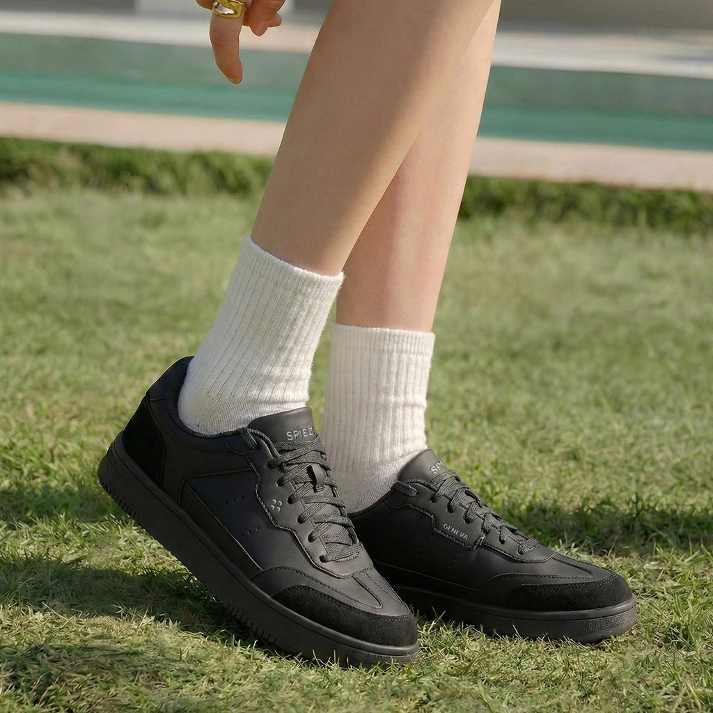 SPIEZ Non Slip Work Shoes for Women, ASTM F2892 Certified Water-Repellent Oil-Resistant Sneakers for Food Service, Nursing or Daily Wear, Black Size 8