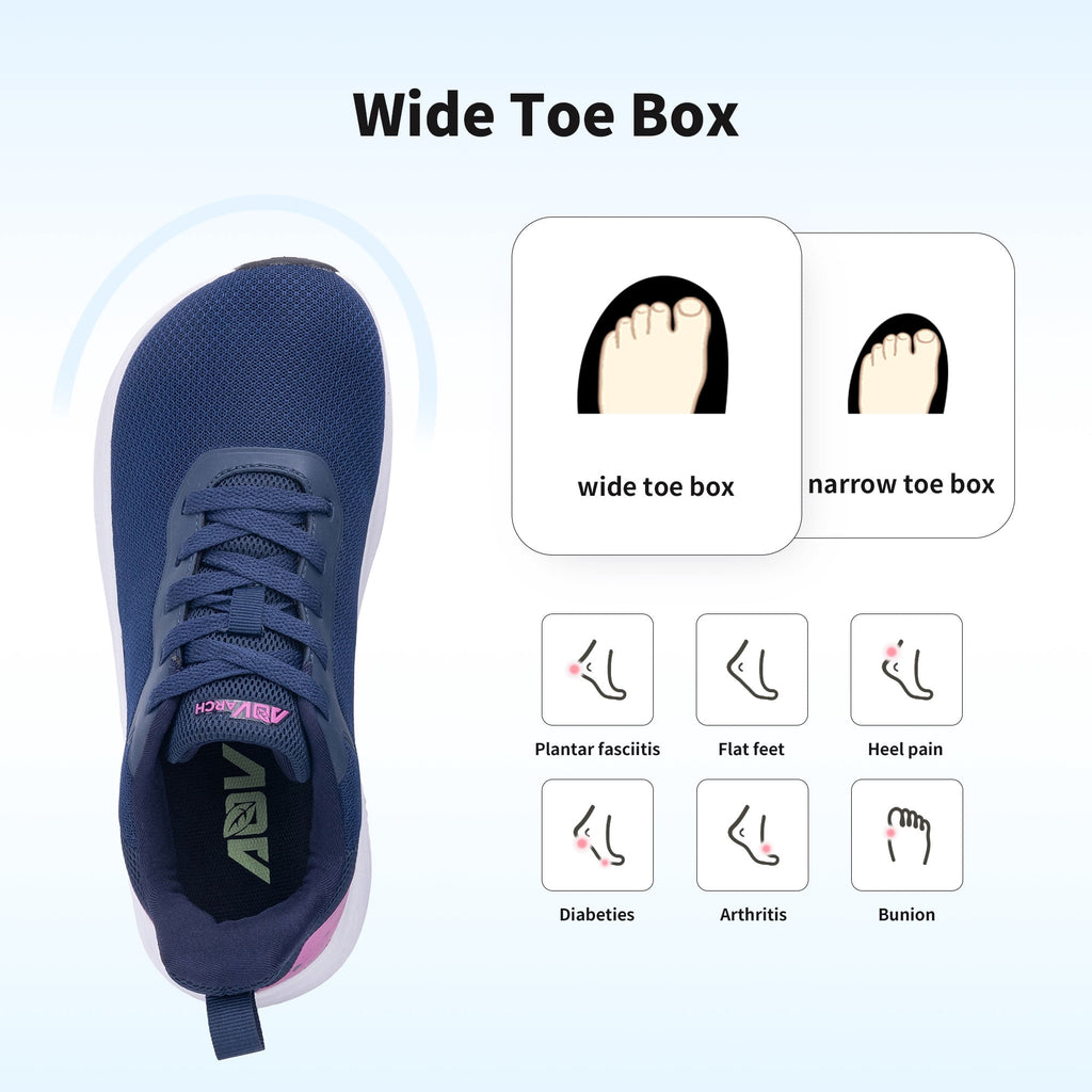FefiYo Plantar Fasciitis Walking Sneakers, Wide Toe Box with Arch and Orthotic Support Grey US 10