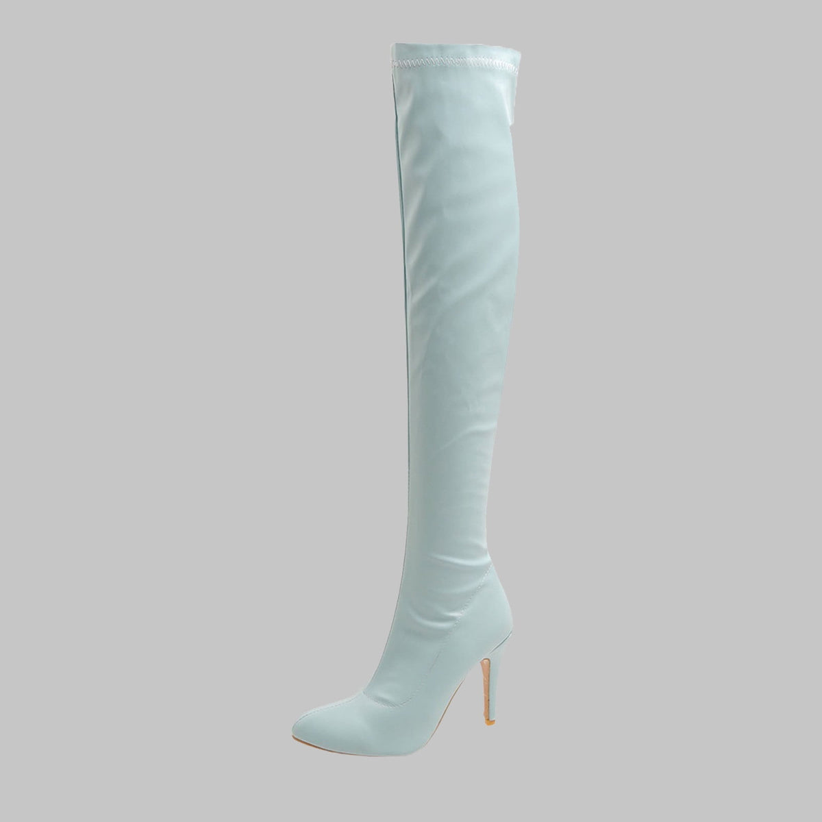 hopeusnice Women's Over The Knee Boots Pointed Toe High Heel Stilettos Boots Thigh High Boots Elegant Party Dress Boots Chunky Heel Fall Winter Shoes Blue 35