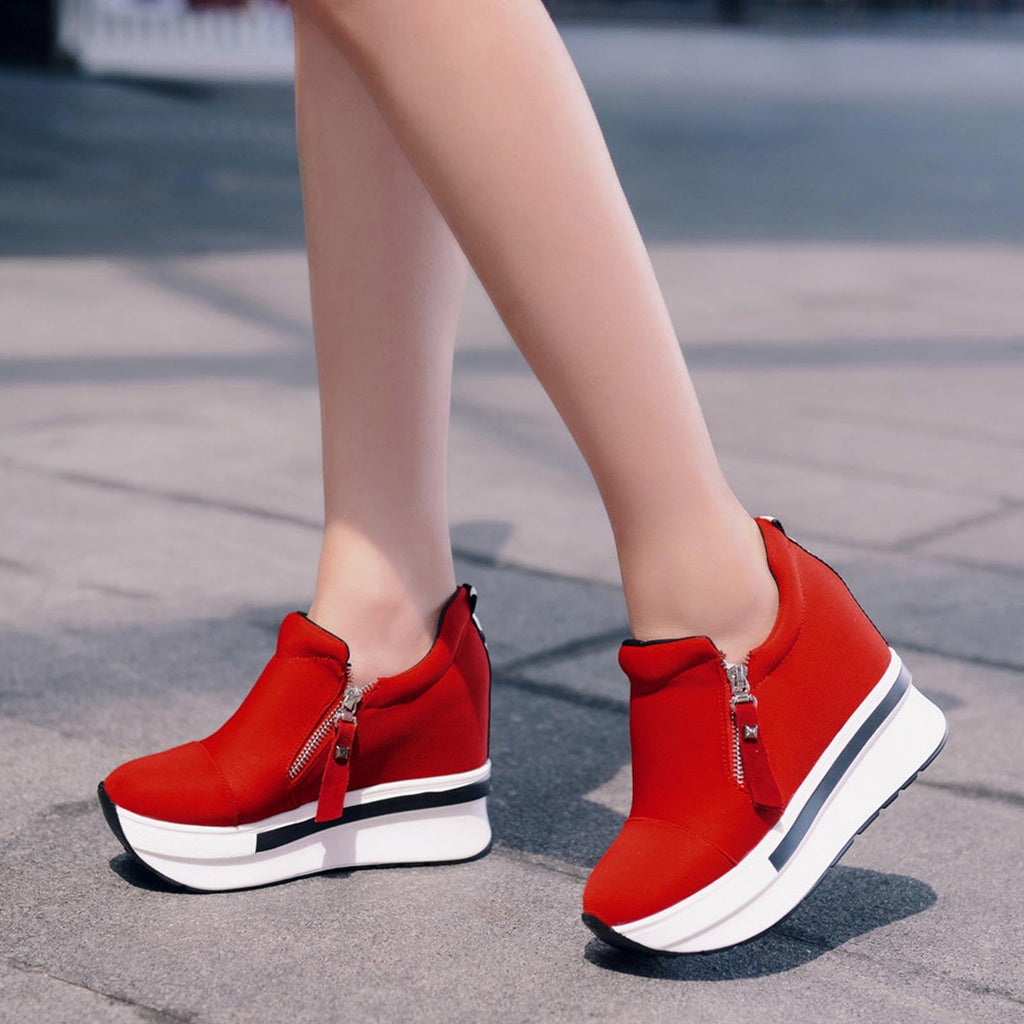 Hvyesh Women Thick Bottom Wedge Sneakers Slip On Loafers Casual Dressy Walking Comfort Shoes Wide Low Top Trendy Canvas Shoes Women's Shoes