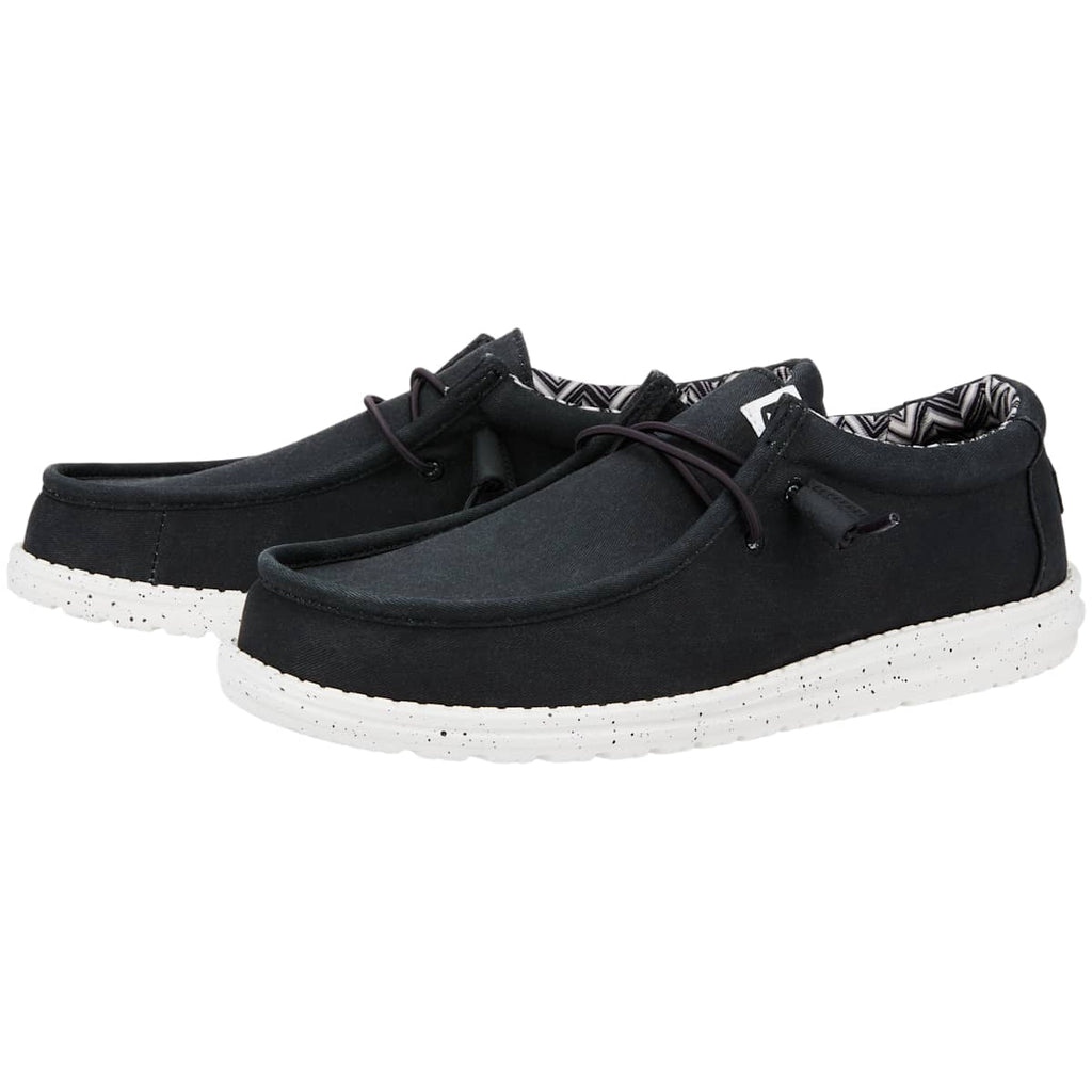 HEYDUDE Men Wally Stretch Canvas, Black/White, 9